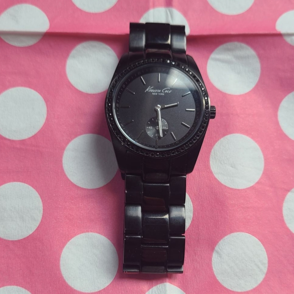 Kenneth Cole NY Black Rhinestone Watch - KC4720 - Sleek & Glam 🖤